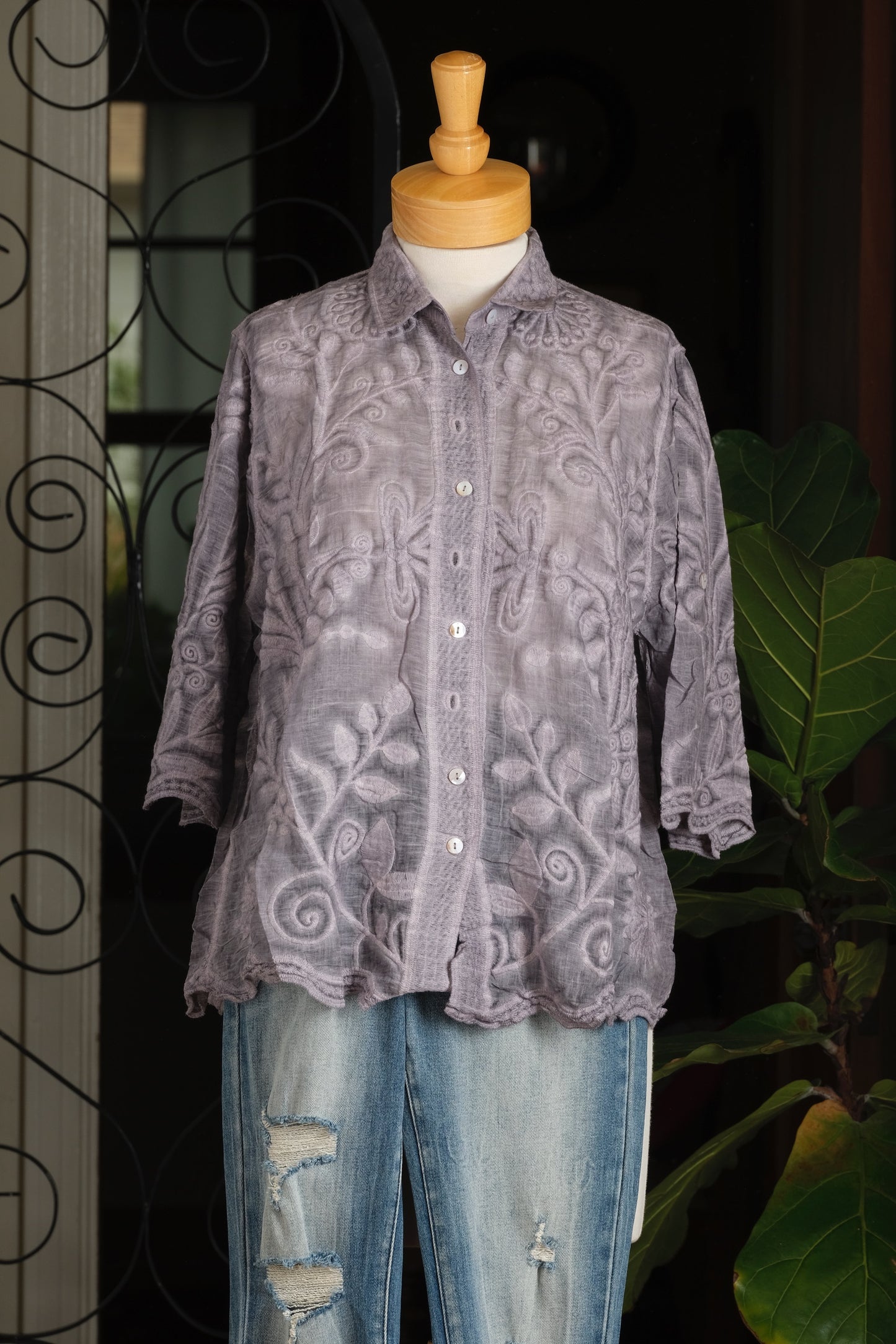 Button Blouse in Amethyst – Chateau Bel Age Boutique