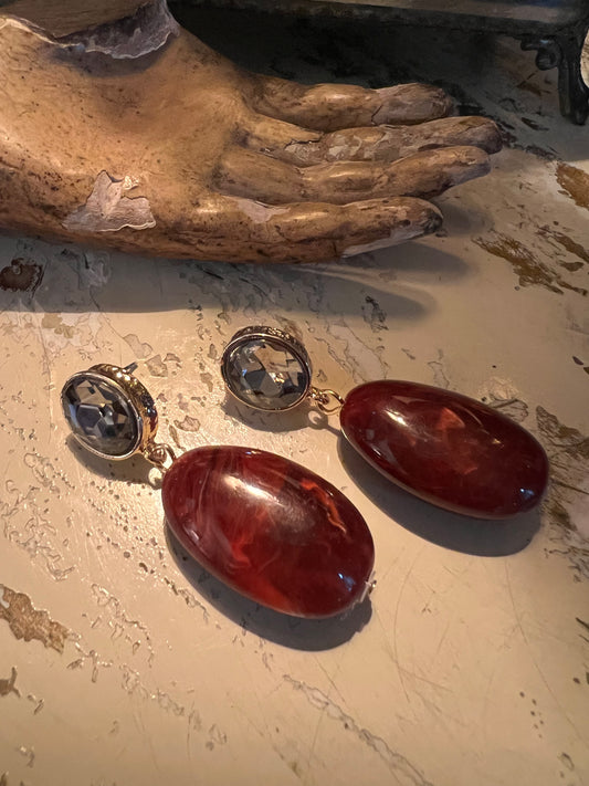 Merlot Marble Drop Earring