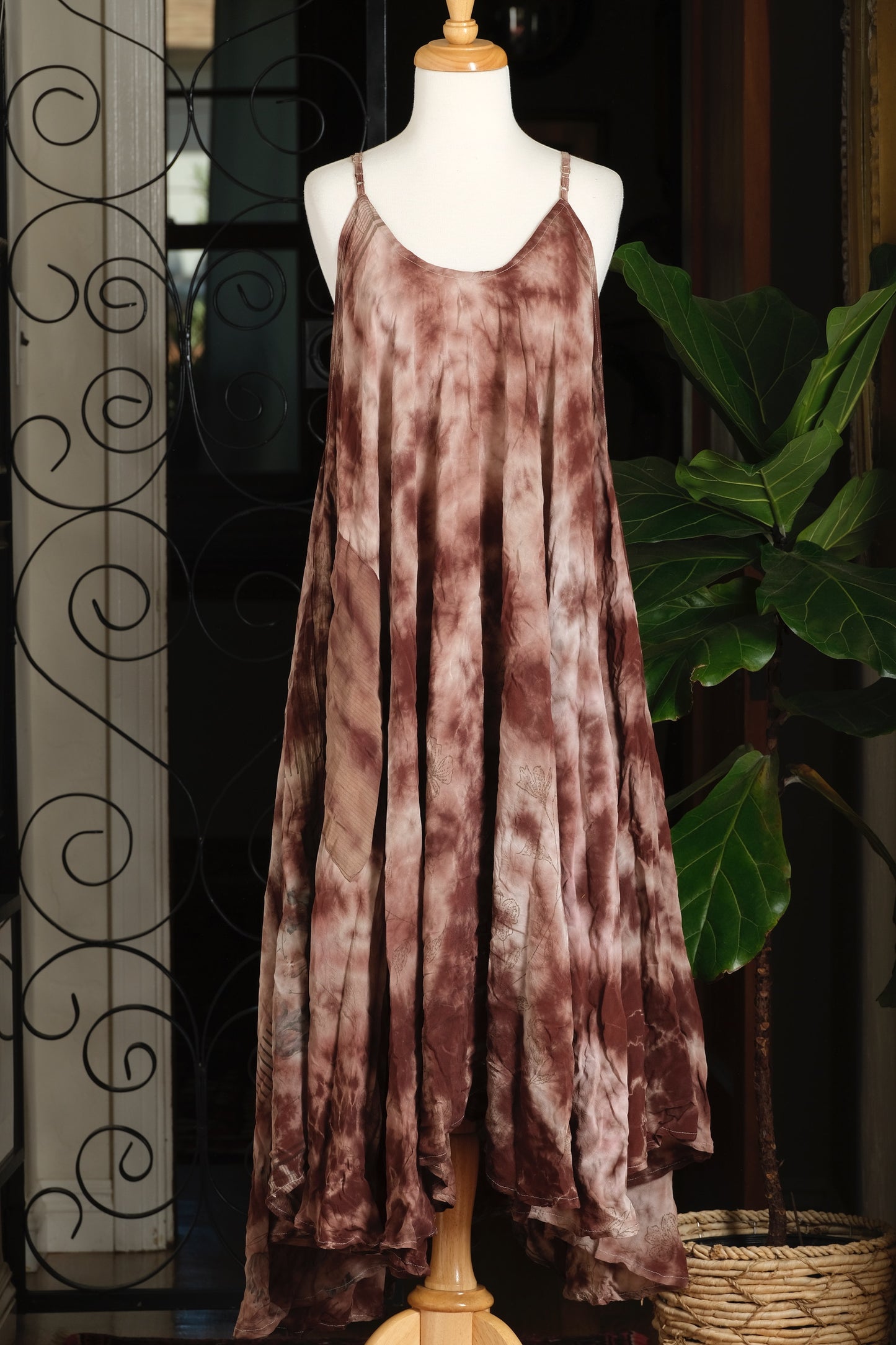 Kantha Slip Dress in Plum Smoke
