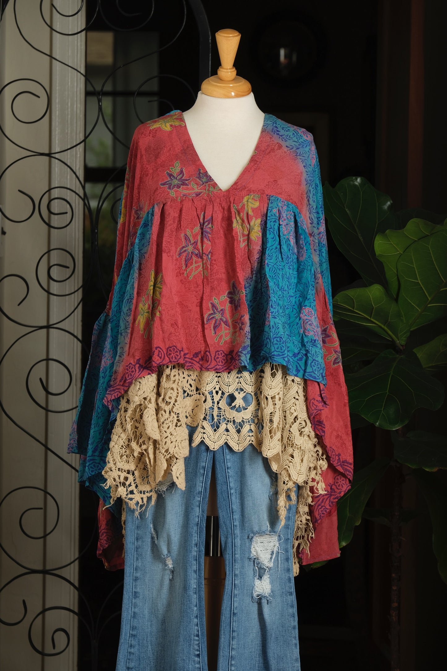 Gold Dust Crop Top in Turquoise Pomergranate