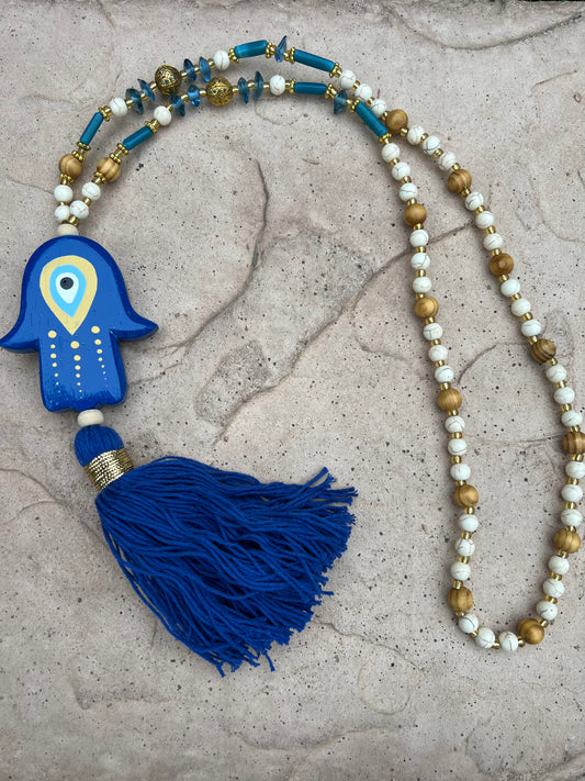Hand in Hand Necklace in Blue