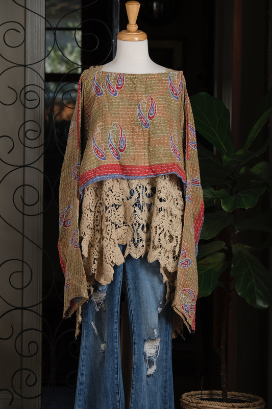 Crop Top in Twin Paisley