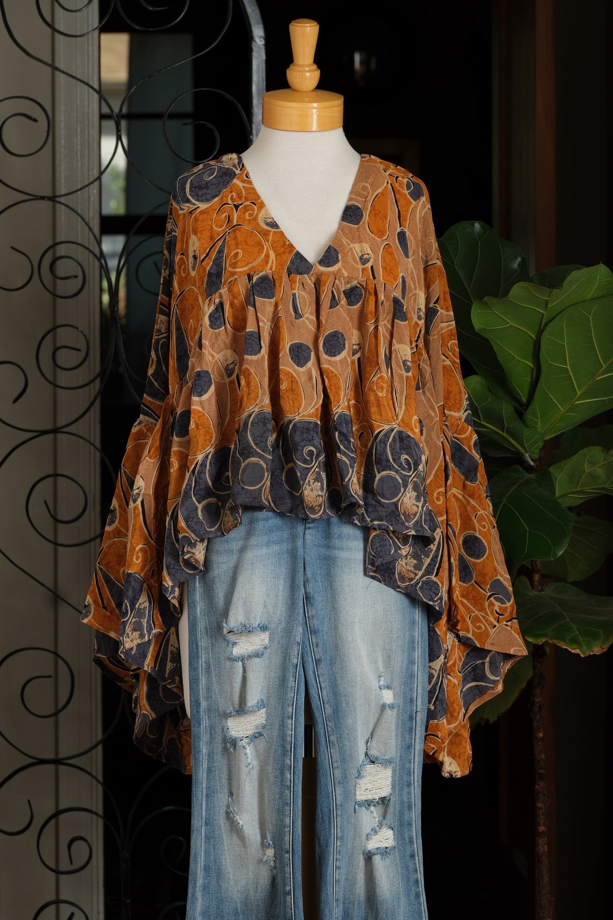 Gold Dust Crop Top in Indigo Caravan