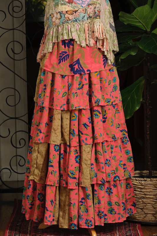 Moon Magic Maxi Skirt in Coral Garden