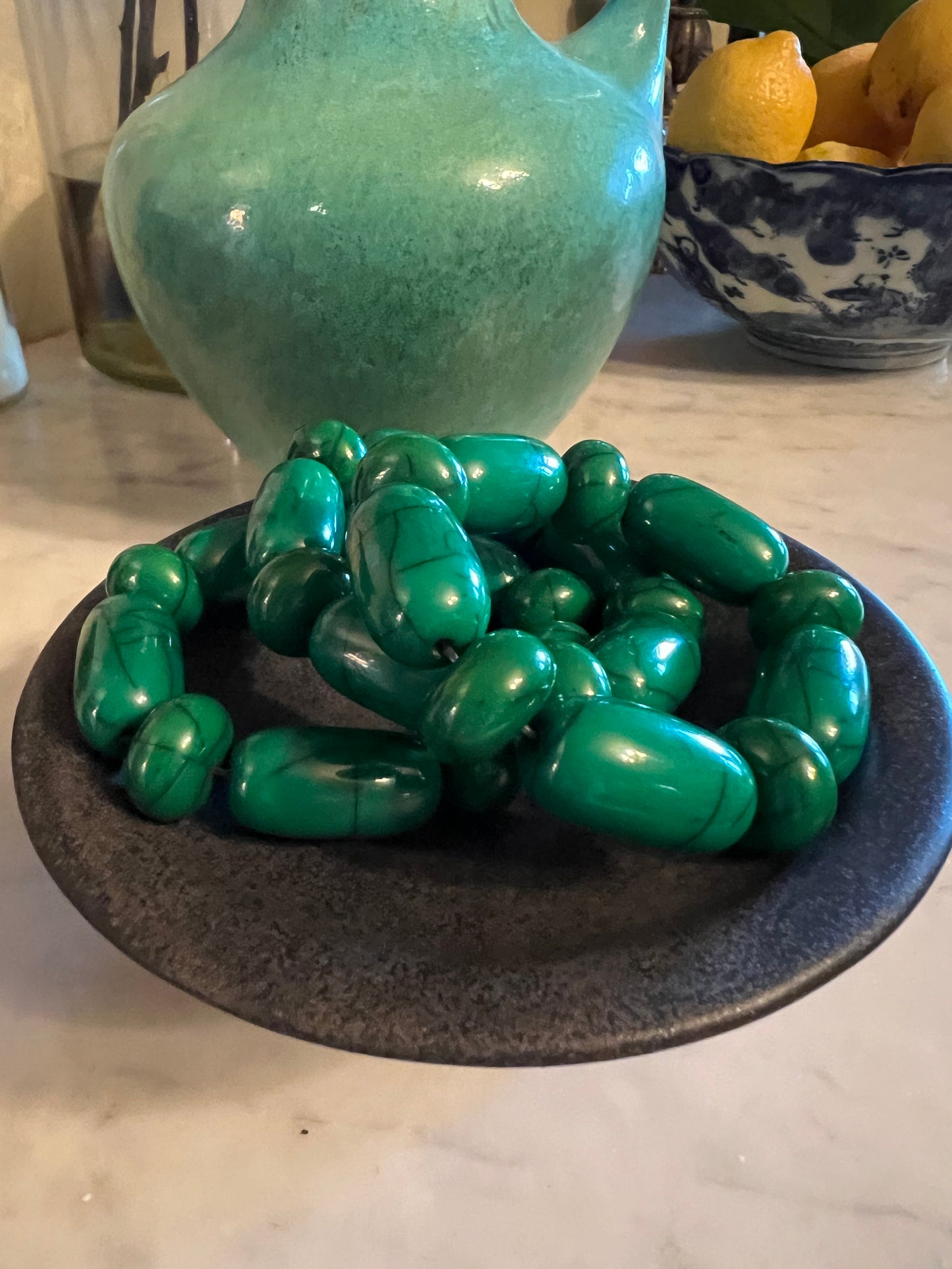 Chunky Stretch Bracelet in Green shapes