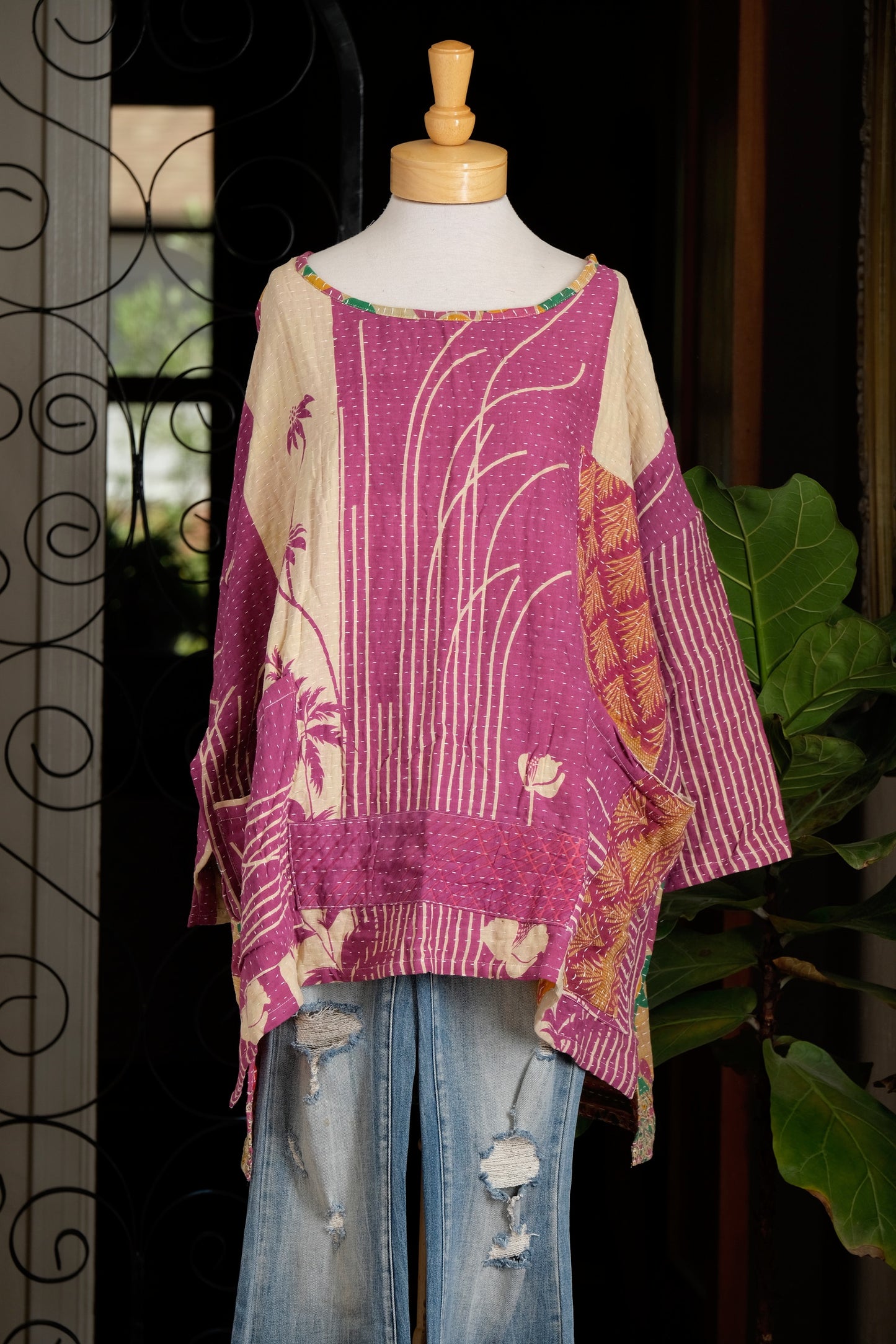 Kantha Pullover in Cloudberry