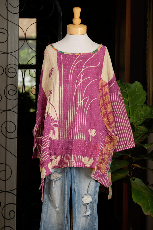 Kantha Pullover in Cloudberry