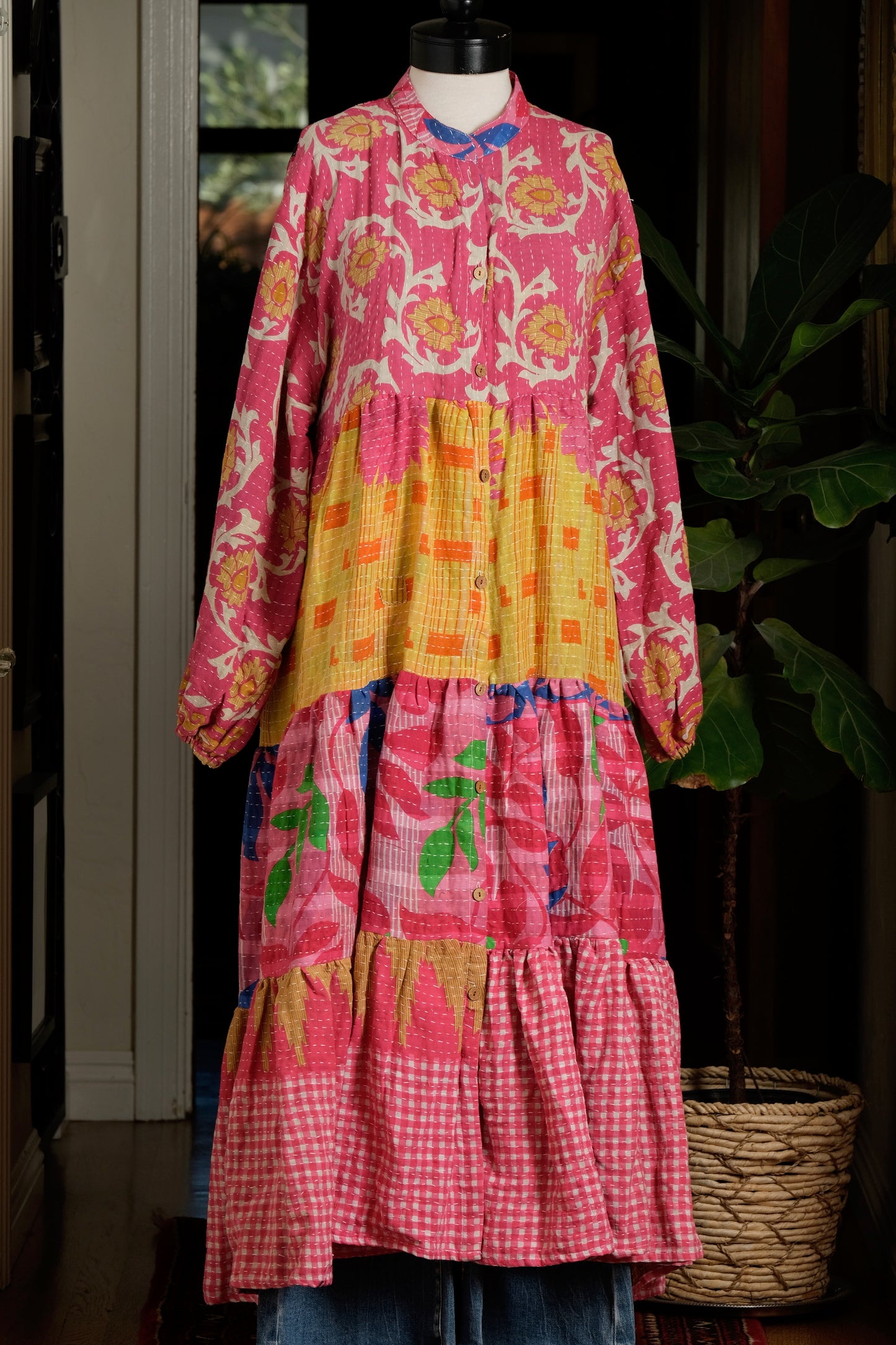 Majestic Duster Dress in Pink Picnic