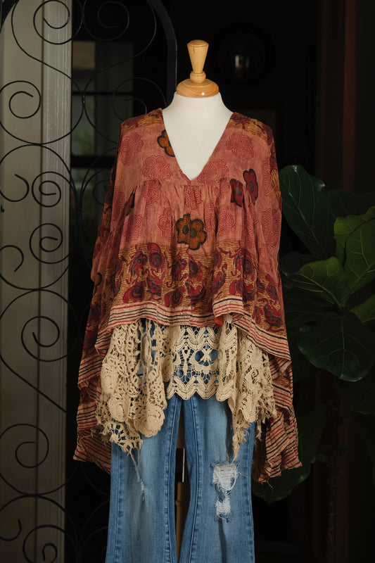 Gold Dust Crop Top in Dragon Flower