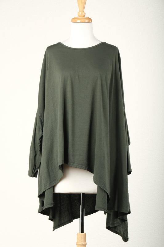 High Low T shirt in Olive