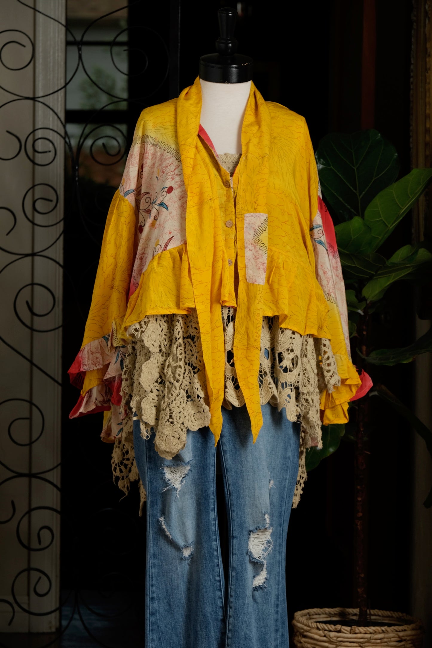 Ruffled Gypsy Top in Sunshine Vine