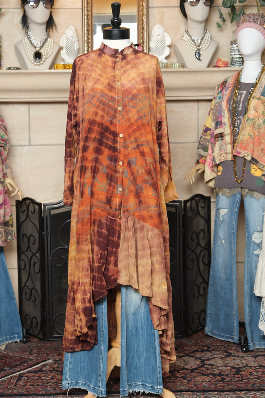 Lotus Duster Dress in Tiger Lily Tie Dye