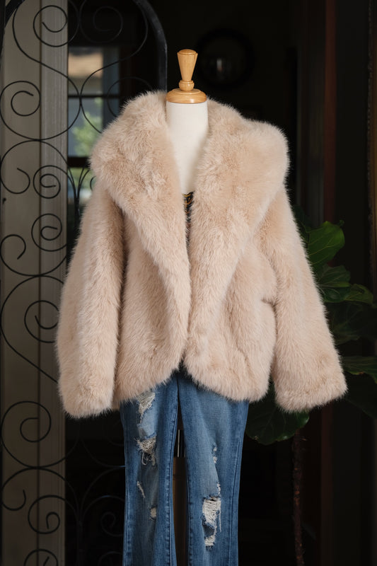Snow Blush Faux Fur Hooded Jacket