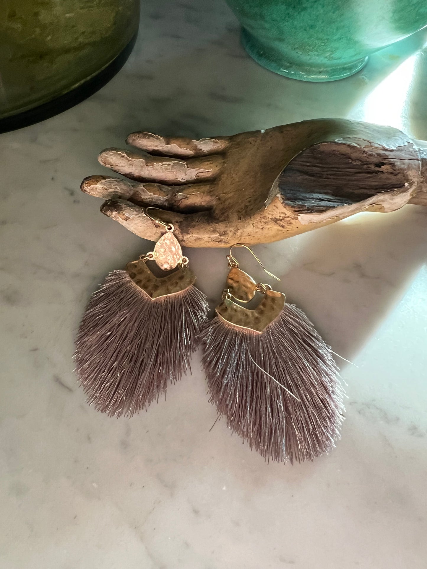 Taupe Fringe Earrings