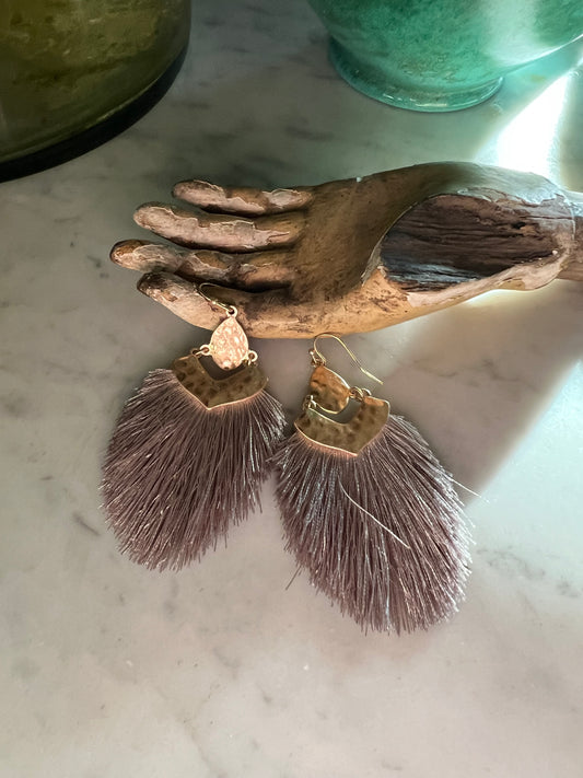 Taupe Fringe Earrings