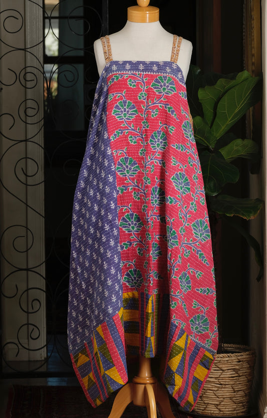 Kantha Maxi Dress in Lotus Flourish