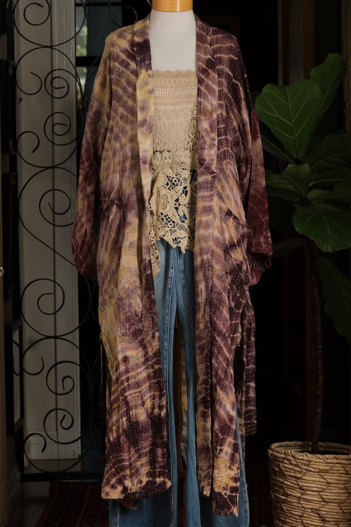 Silk Sleeve Kantha Jacket in Sugar Plum