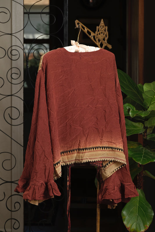 Silk Butterfly Top in Coco