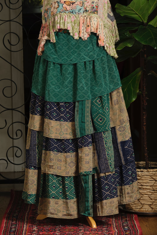 Moon Magic Maxi Skirt in Emerald Oasis