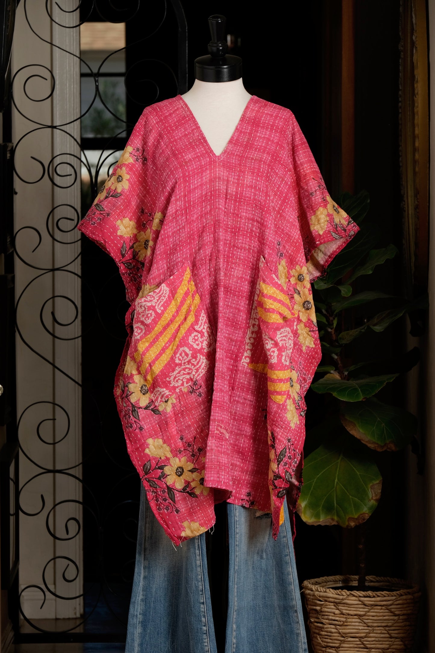 Kantha Split Tunic in Brown Eyed Susan