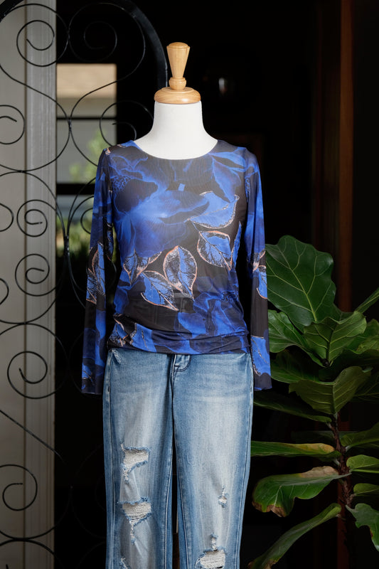 Nude Mesh T in Moody Blue