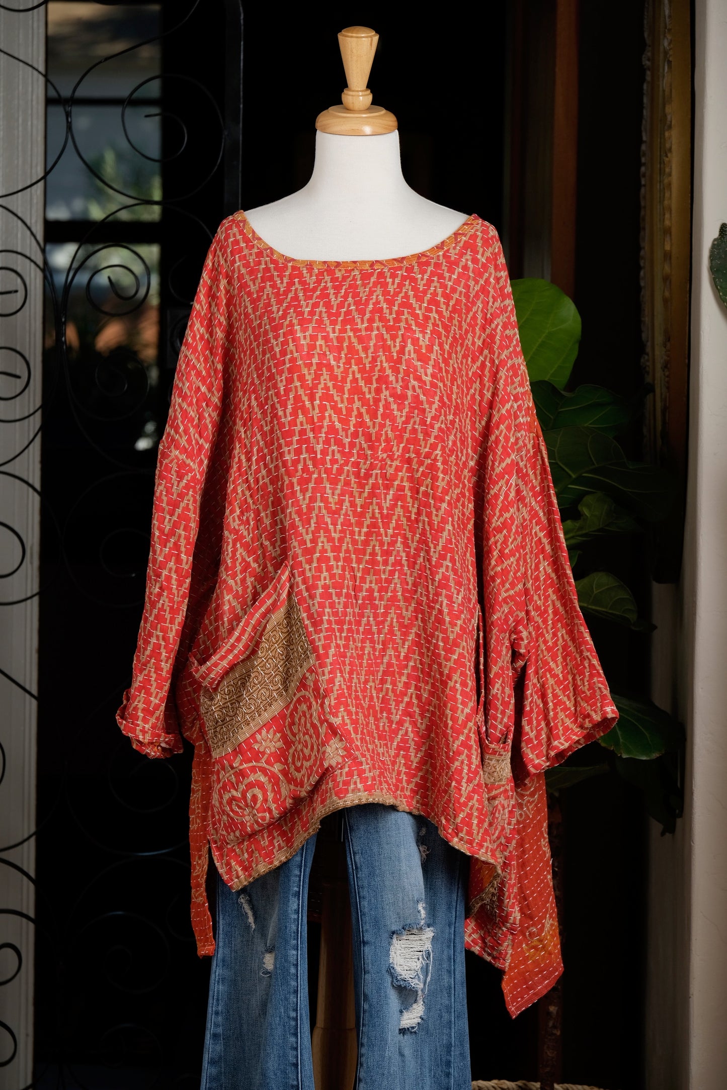 Kantha Pullover in Zig Zag