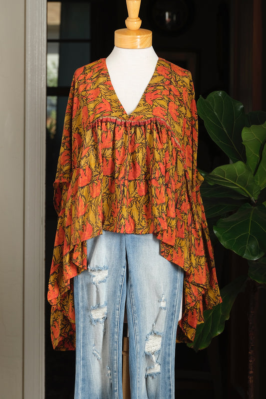 Gold Dust Crop Top in Flame Tulip