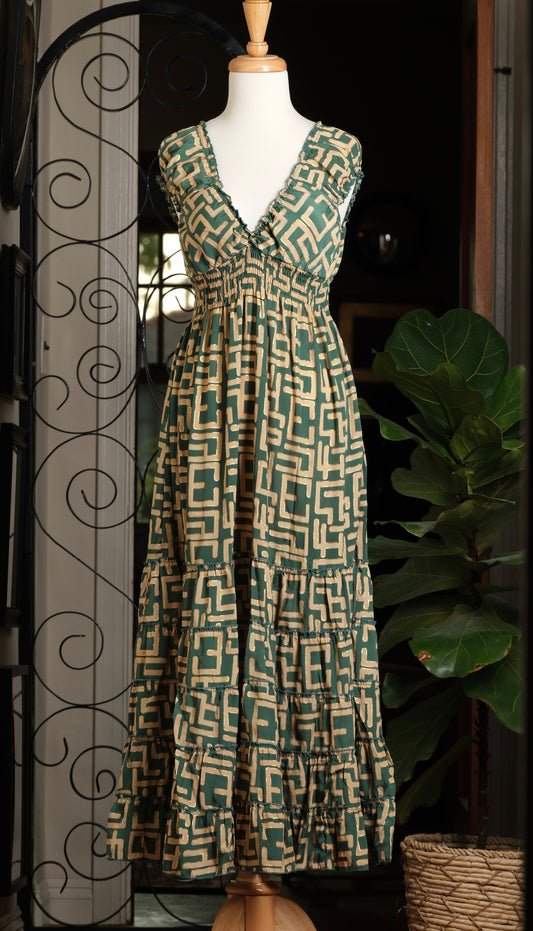 Juliette Dress in Mid Century Green