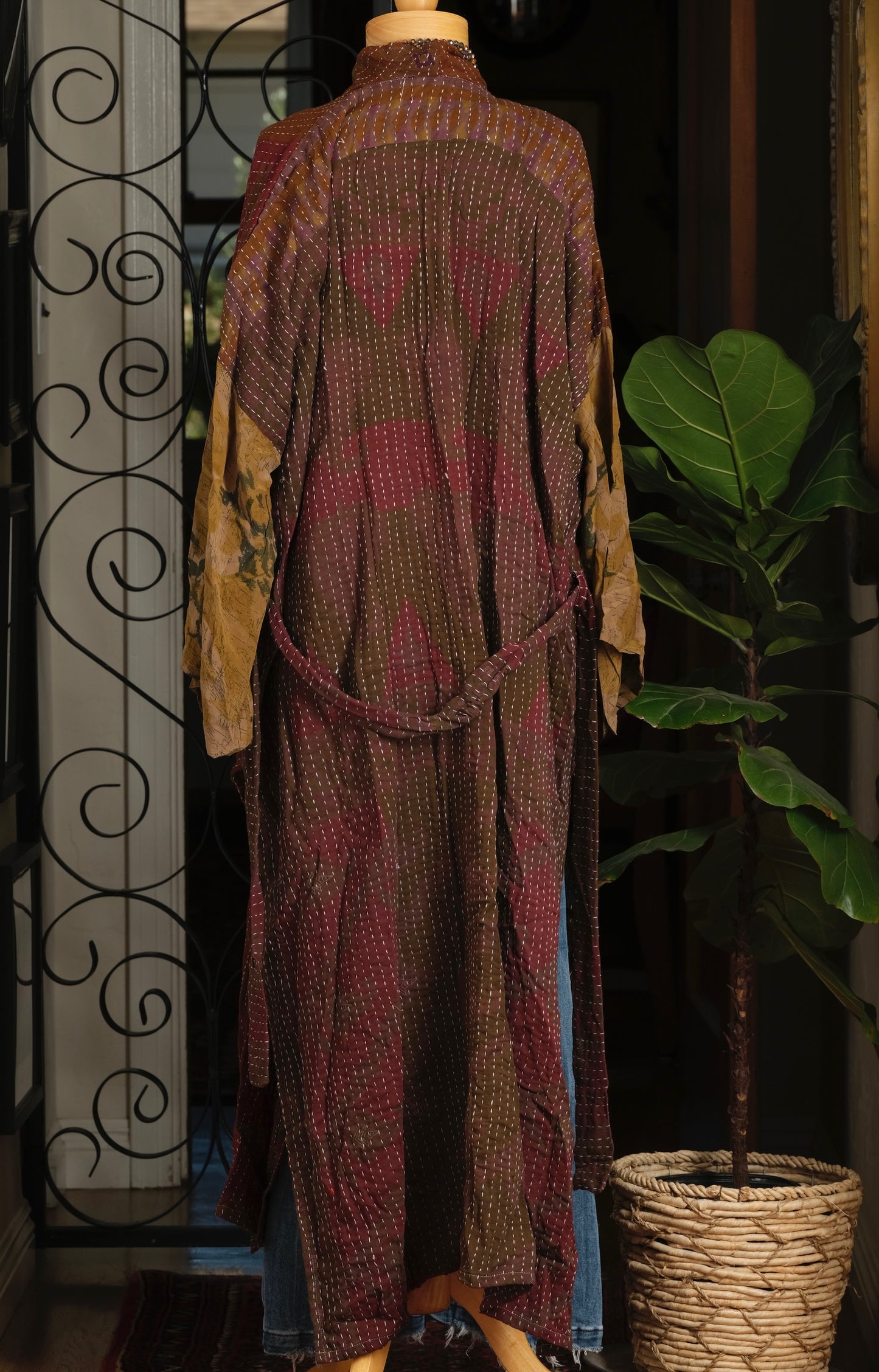 Silk Sleeve Duster in Olive Nutmeg