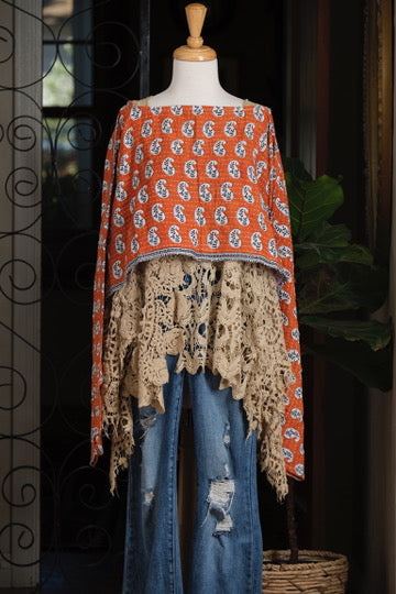 Crop Top in Rusted Paisley