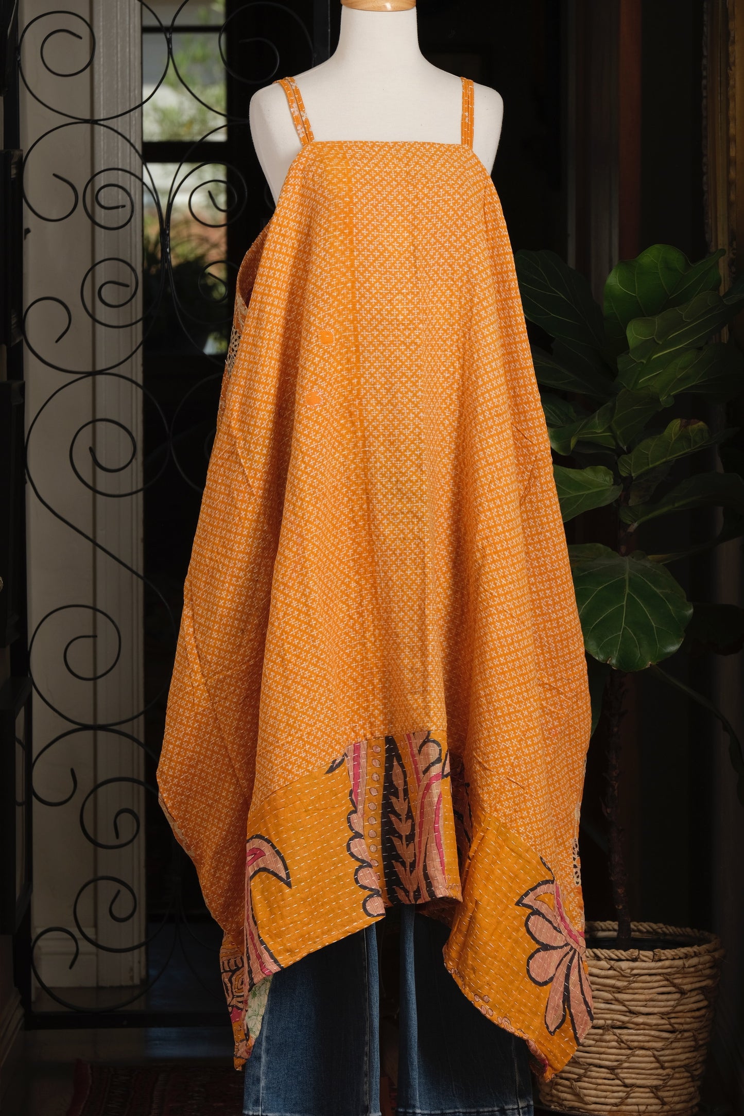 Kantha Maxi Dress in Bold Border