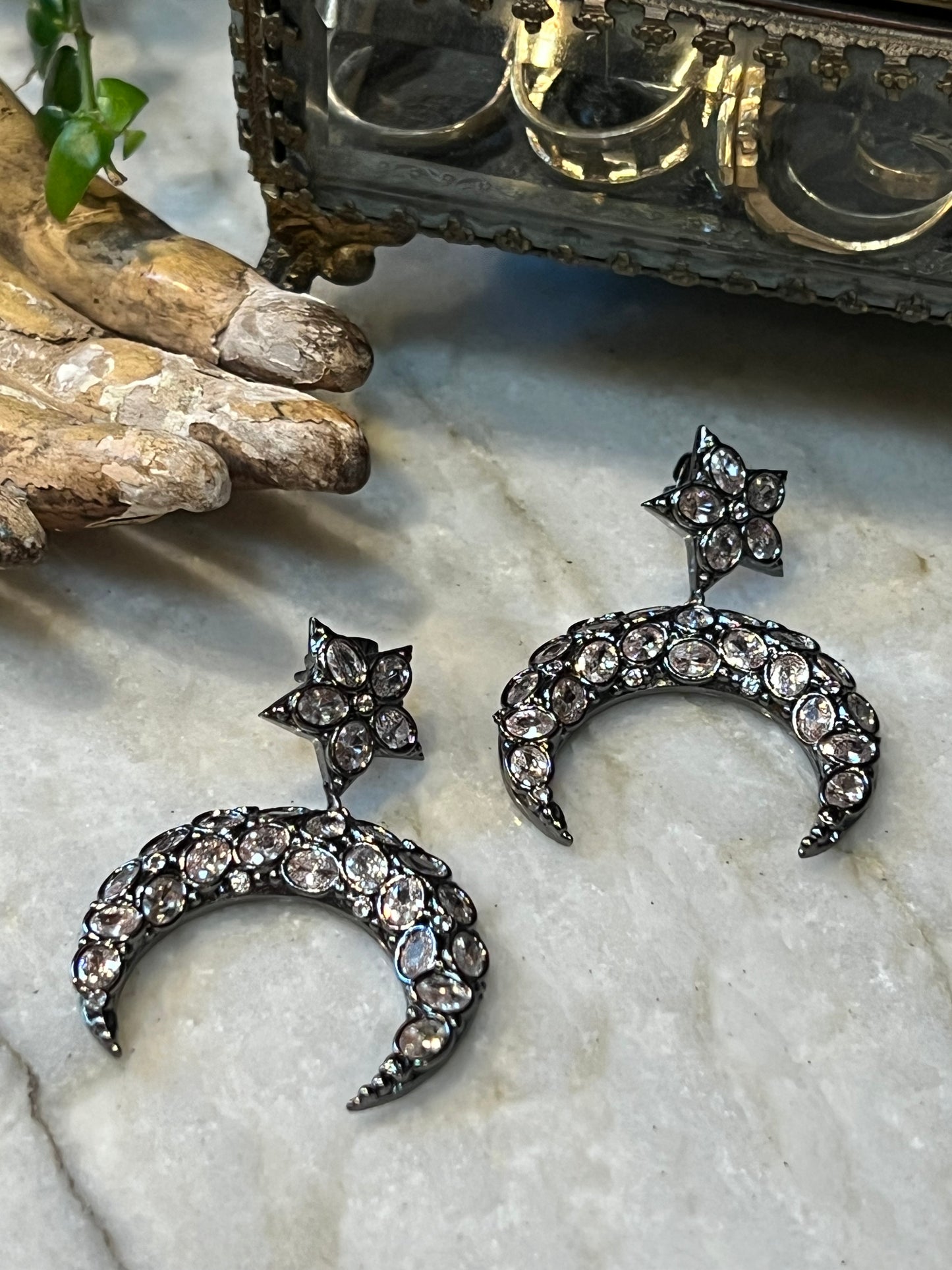 Pave Moon Earring