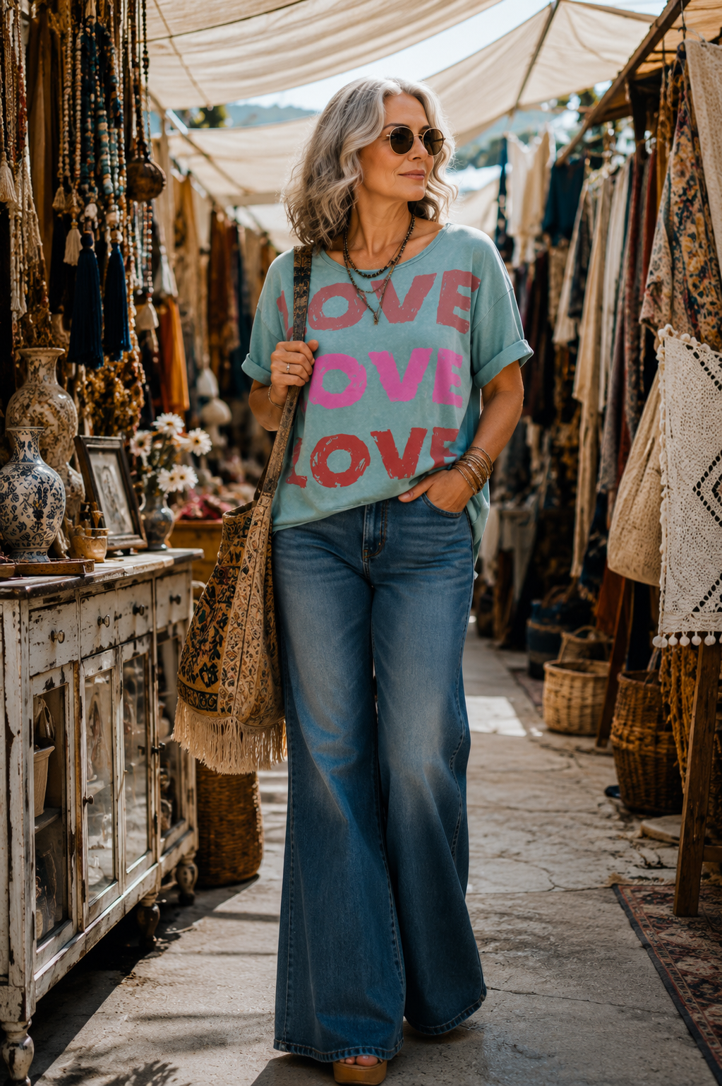 Love T Shirt in Antique Turquoise