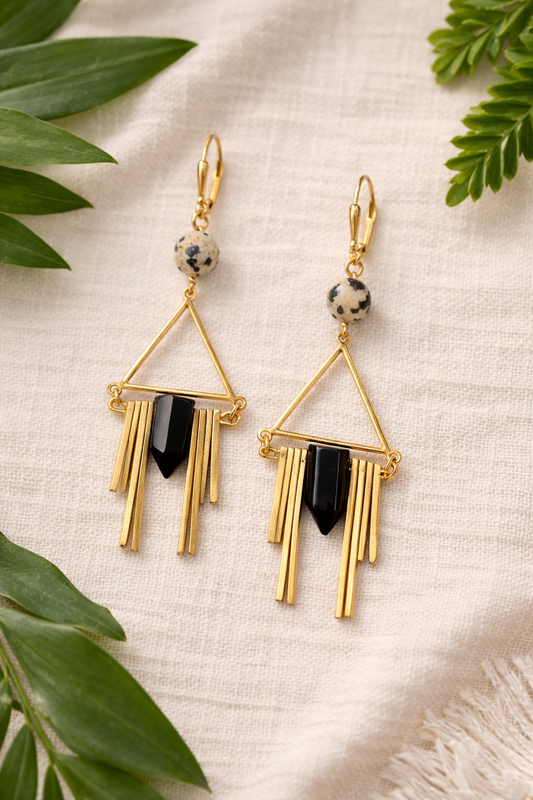 Black Moon Fringe Earring