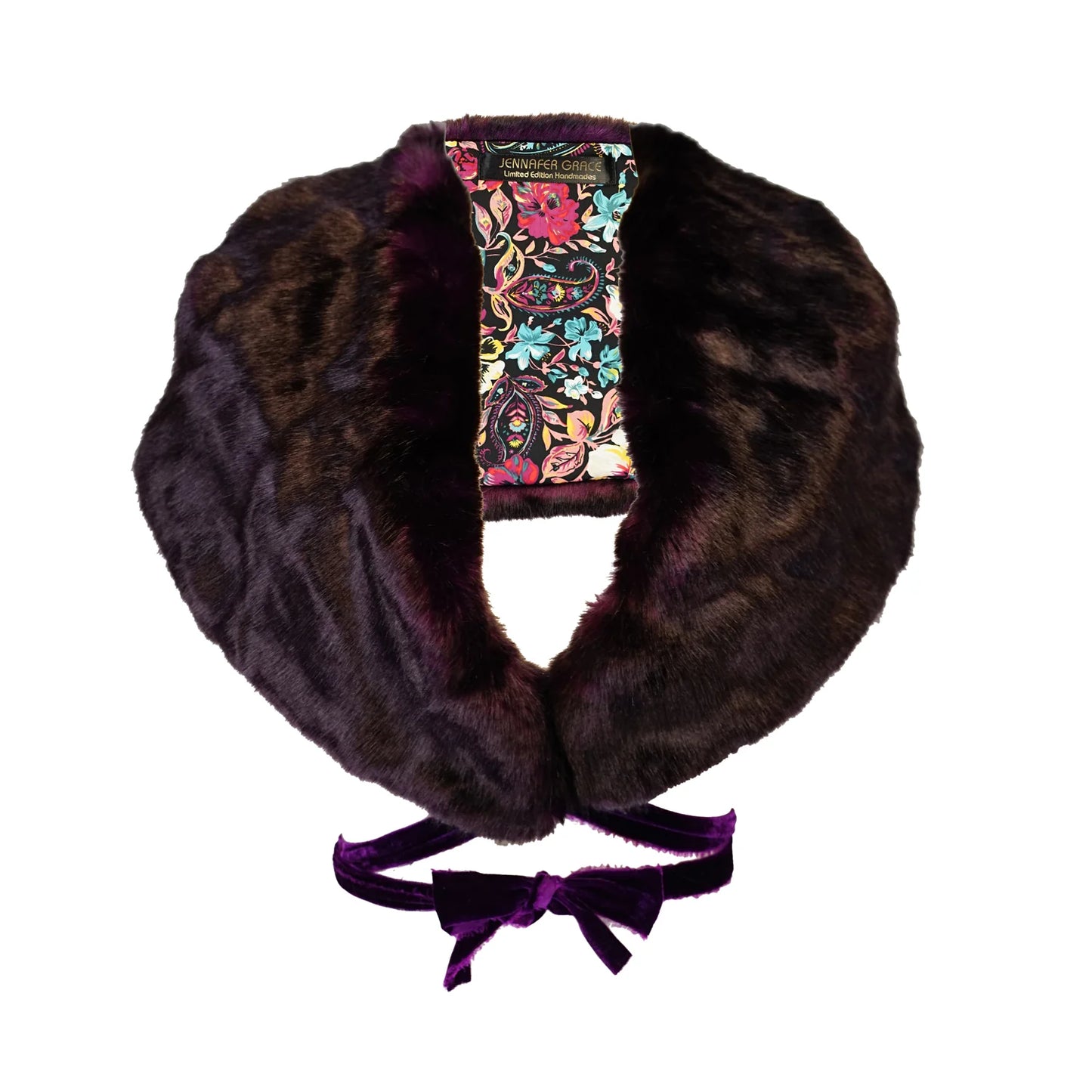 Plum Faux Fur Velvet Knot Stole by JGrace