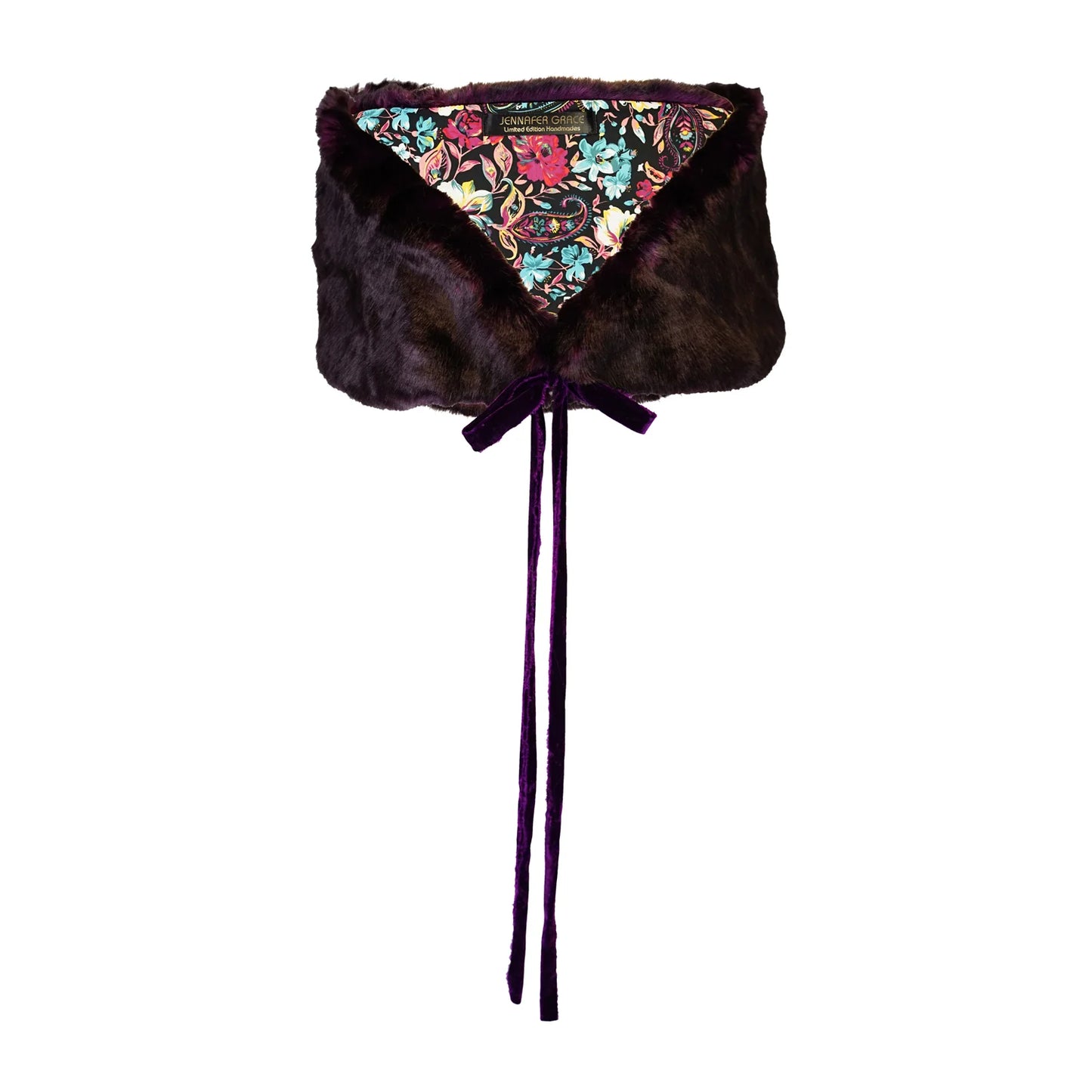 Plum Faux Fur Velvet Knot Stole by JGrace