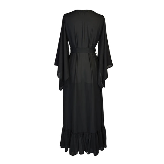 Janys Scarf Sleeve Kimono in Raven