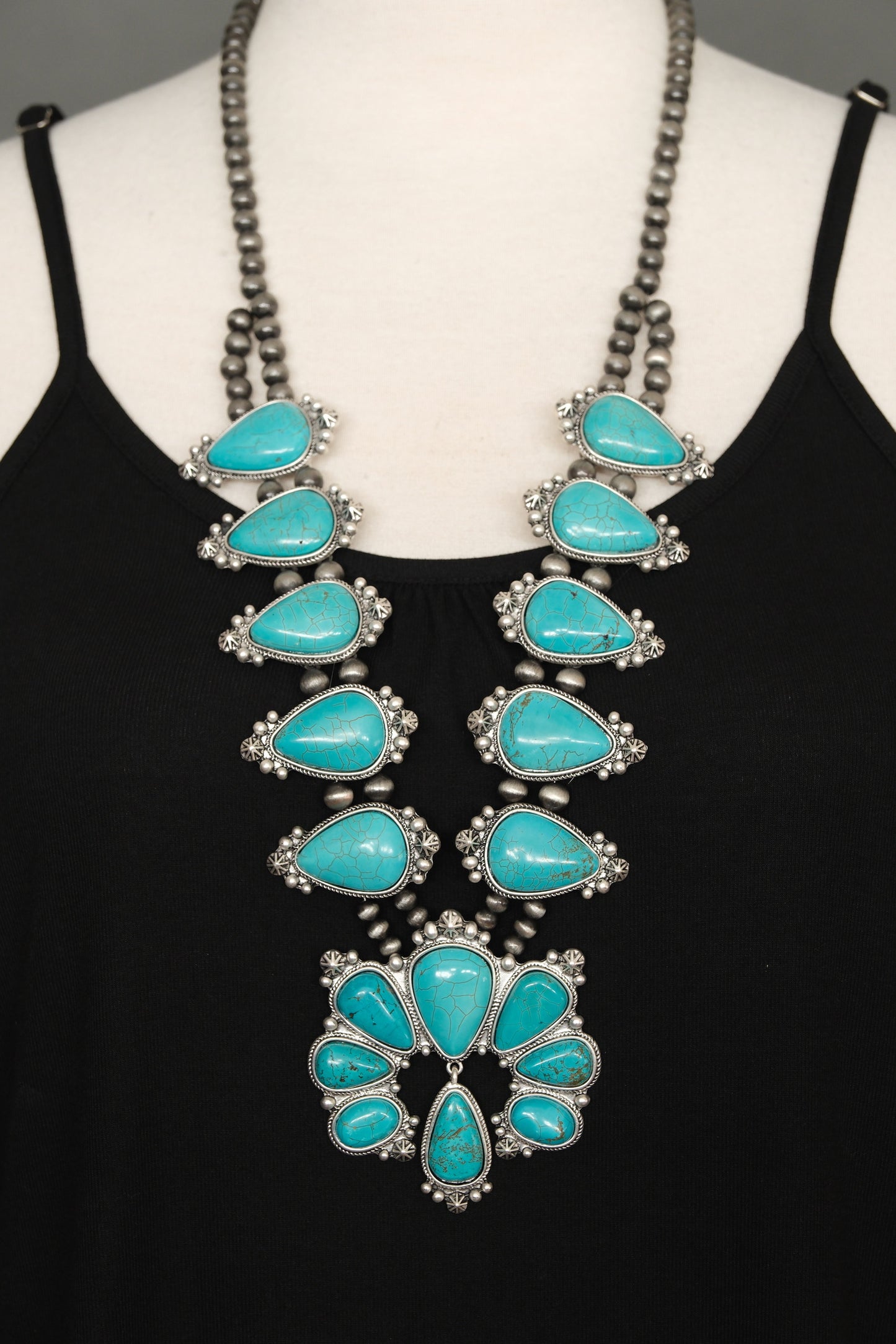 Star Squash Blossom Necklace in Turquoise