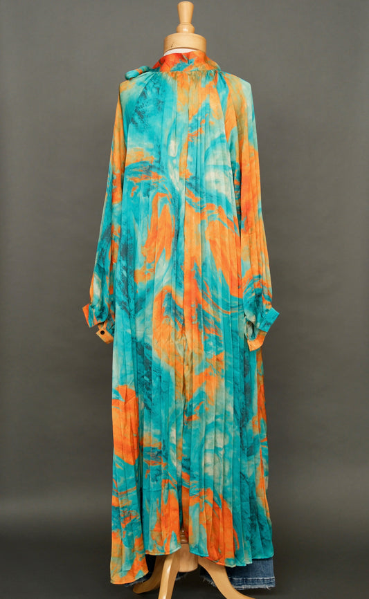 Mid Century Turquoise Swirl Dress