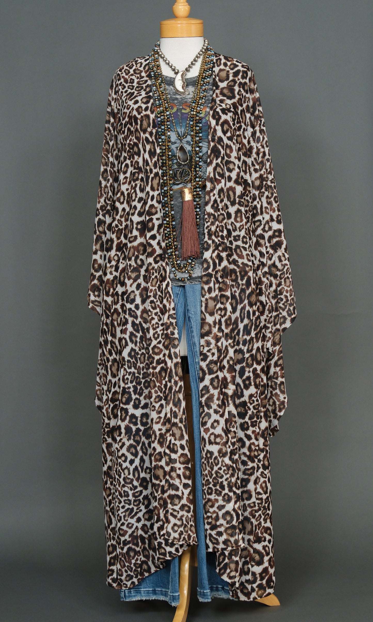 White Sand Leopard Kimono by Jennafer Grace