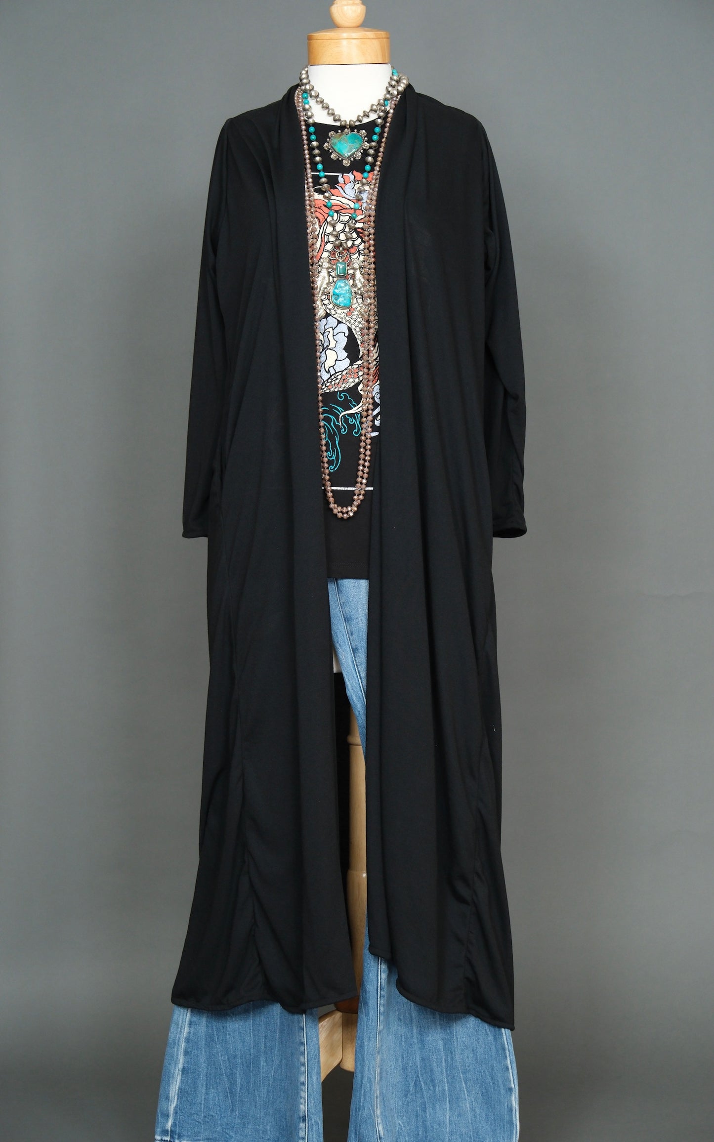Inky Black Yoga Duster by Jennafer Grace Collection