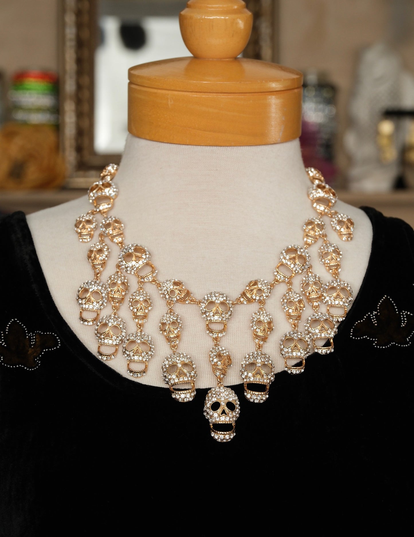 Dead Man’s Party Statement Necklace in Gold & Clear