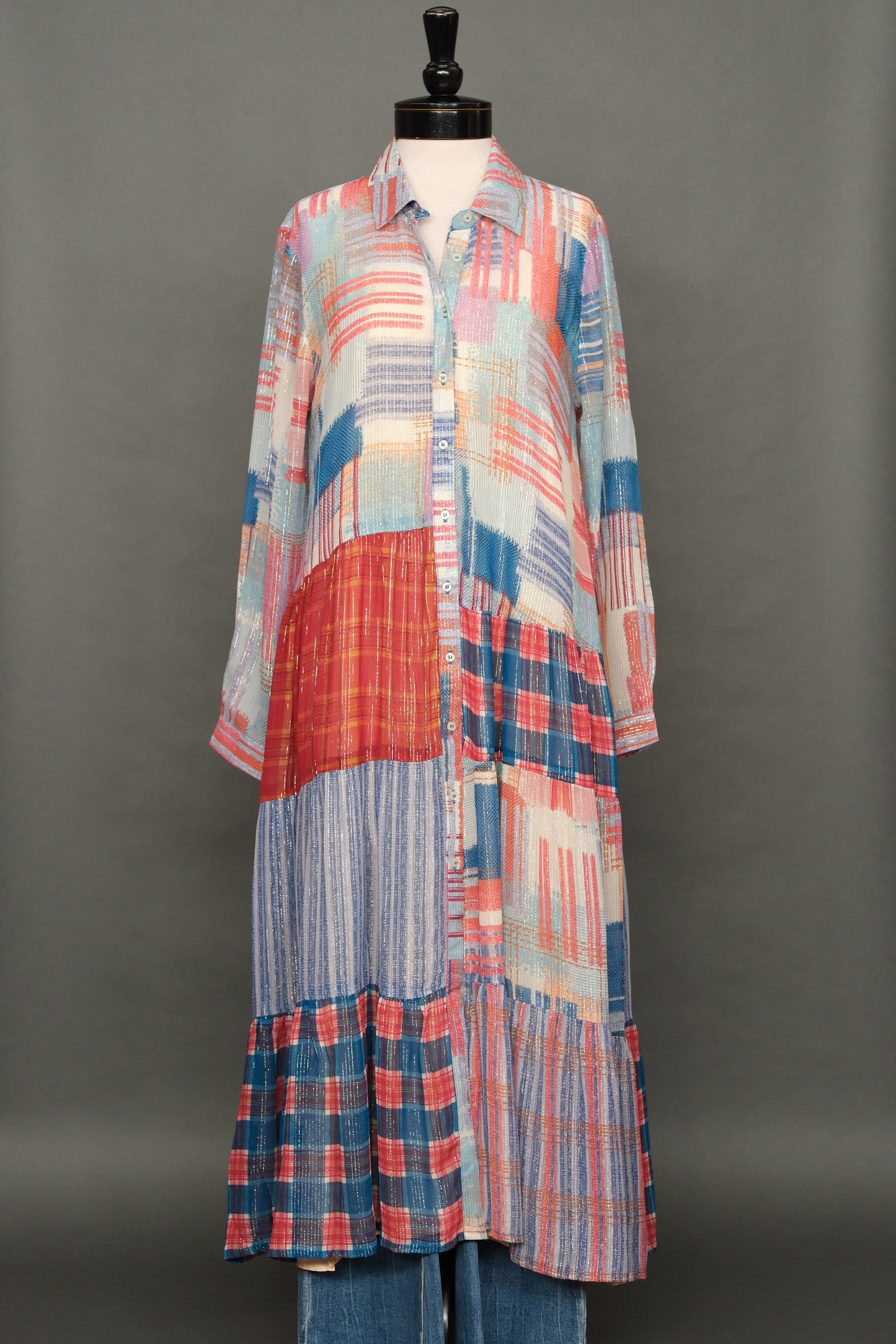 Shimmer Plaid Dress & Duster