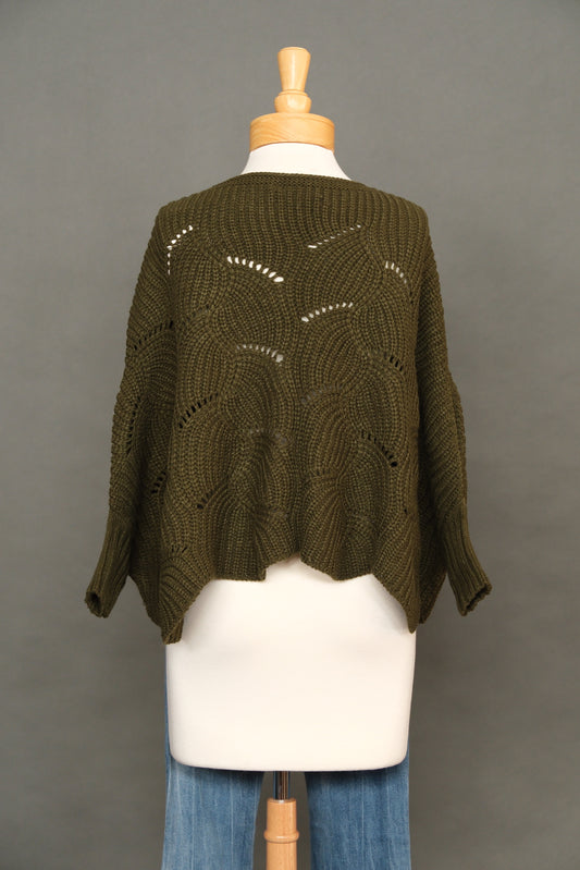 Everywhere Poncho Sweater in Olive