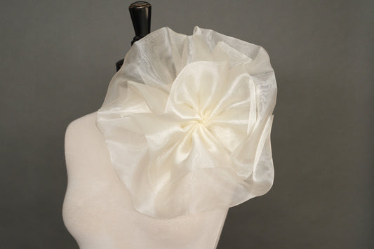 Poof Flower in Ivory Organza