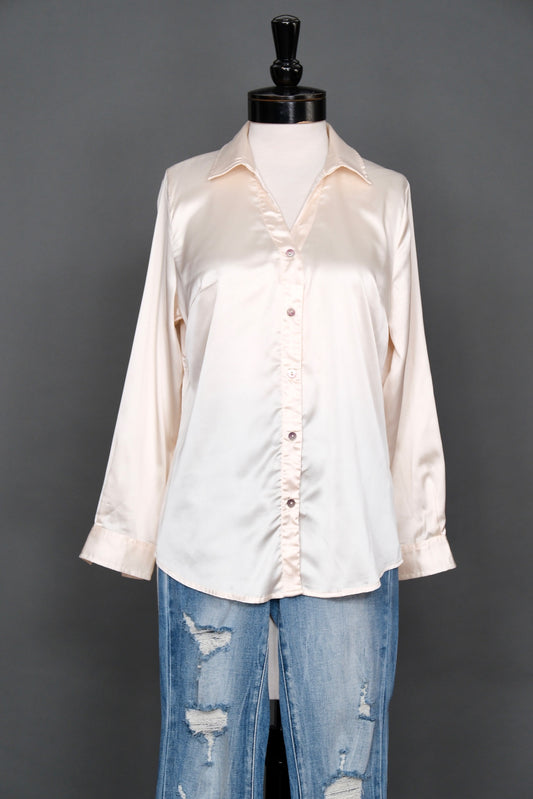 Cream Ivory Satin Blouse