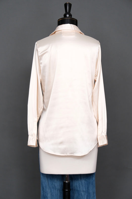Cream Ivory Satin Blouse