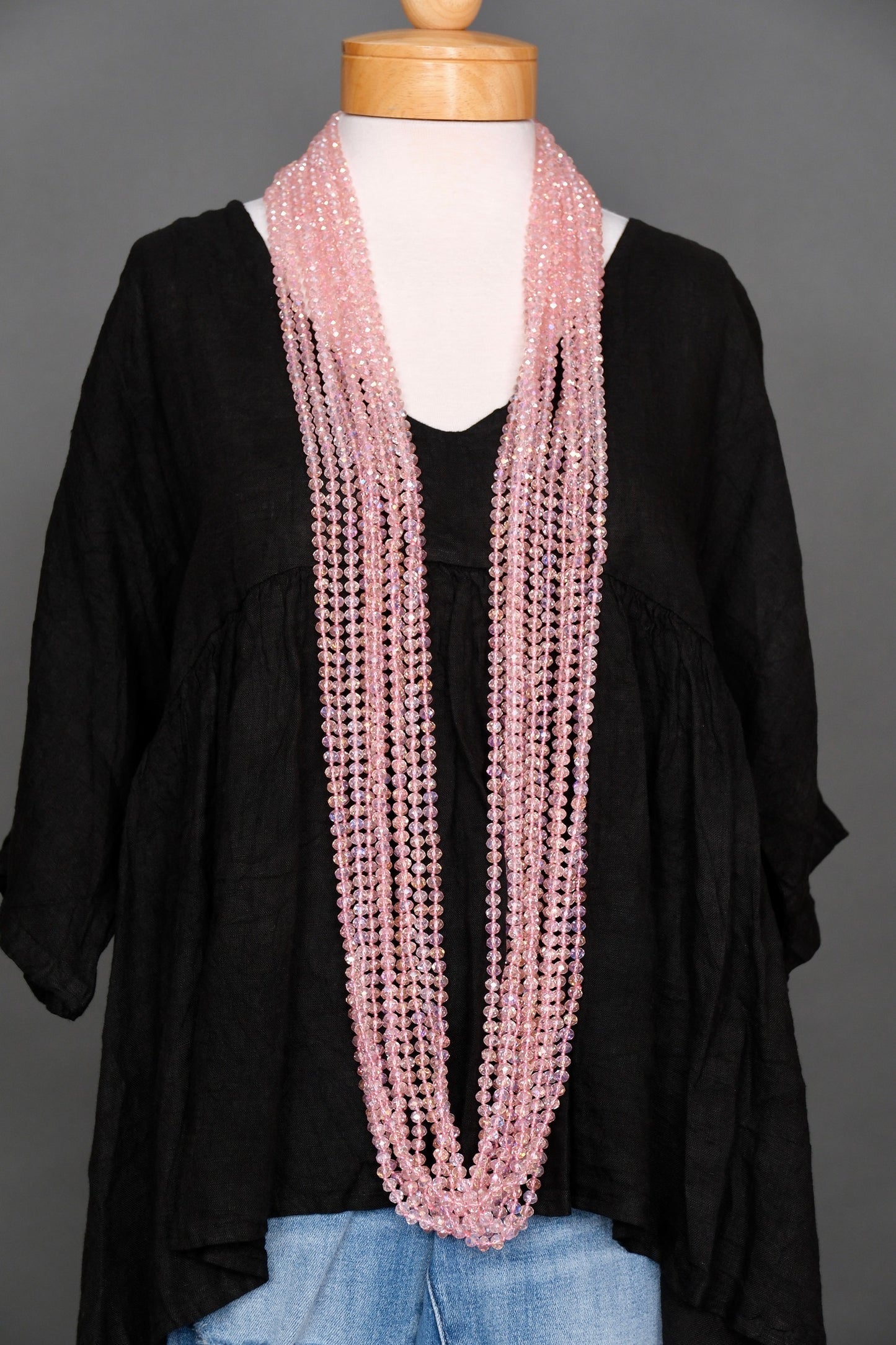 Magnolia Pearl Pink in Clear Crystal Strand