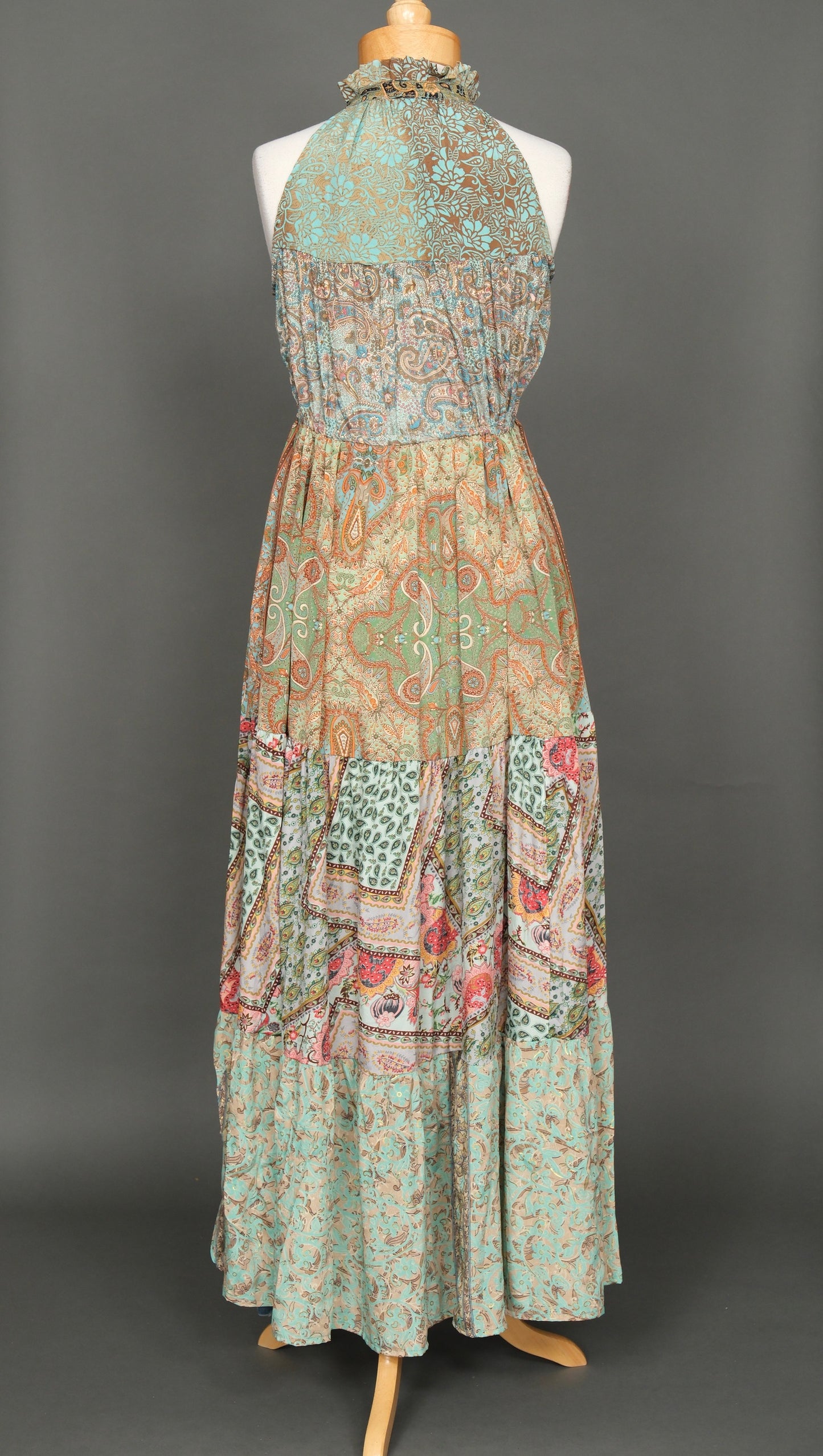 Halter Dress with High Neck Turquoise