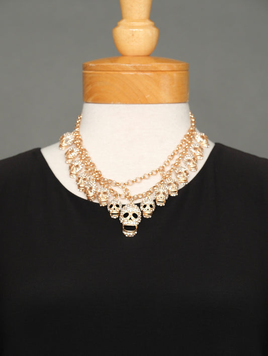 Dead Mans Party Petite Necklace in Gold and Clear